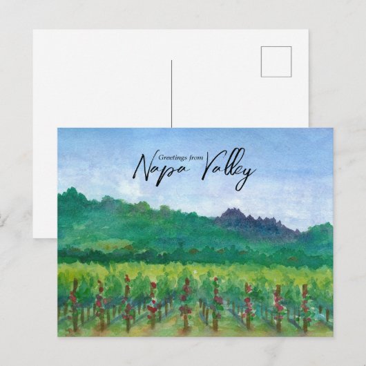 Greetings From Napa Valley Vineyard Red Roses  ポストカード (正面/裏面)