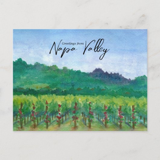 Greetings From Napa Valley Vineyard Red Roses  ポストカード (正面)