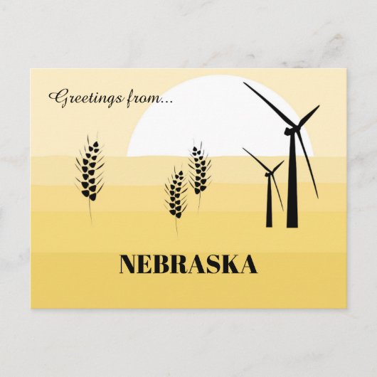 Greetings from Nebraska State Sunny Monochromatic  ポストカード (正面)