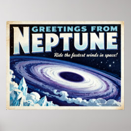 Greetings from Neptune Retro Sci‑Fi Poster ポスター