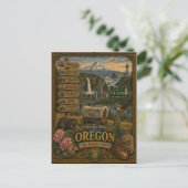 Greetings From Oregon | Vintage Retro Art ポストカード (スタンド正面)