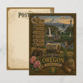Greetings From Oregon | Vintage Retro Art ポストカード (正面/裏面)