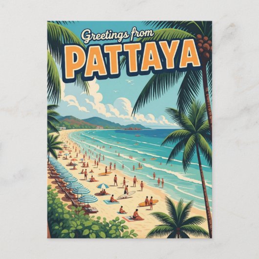 Greetings from Pattaya Beach Thailand Travel ポストカード (正面)