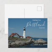 Greetings from Portland Maine Postcard Lighthouse ポストカード (正面/裏面)