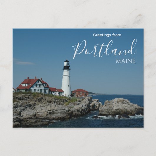 Greetings from Portland Maine Postcard Lighthouse ポストカード (正面)