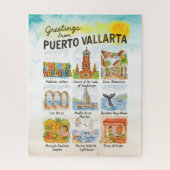 Greetings from Puerto Vallarta | Watercolor Travel ジグソーパズル (縦)