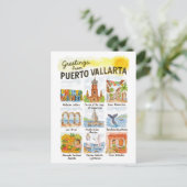 Greetings from Puerto Vallarta | Watercolor Travel ポストカード (スタンド正面)