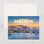Greetings from Sarasota Florida Retro Downtown ポストカード (正面/裏面)