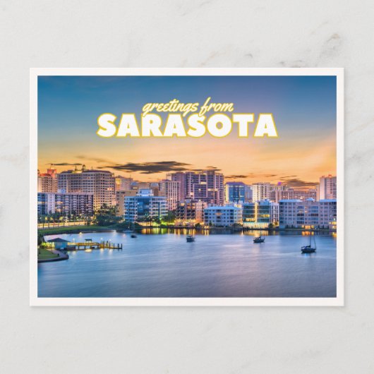 Greetings from Sarasota Florida Retro Downtown ポストカード (正面)