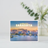 Greetings from Sarasota Florida Retro Downtown ポストカード (スタンド正面)