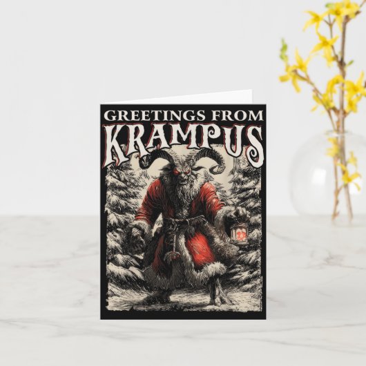Greetings From Ss Vom Krampus Festive Horror Chris カード (黄色い花)