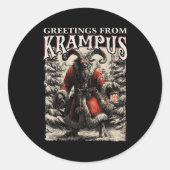 Greetings From Ss Vom Krampus Festive Horror Chris ラウンドシール (正面)