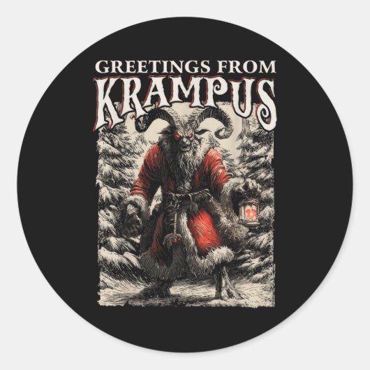 Greetings From Ss Vom Krampus Festive Horror Chris ラウンドシール (正面)