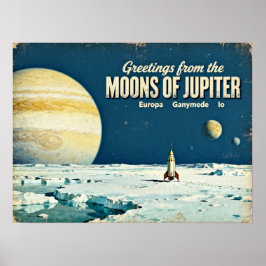 Greetings from the Moons of Jupiter Retro Sci‑Fi P ポスター