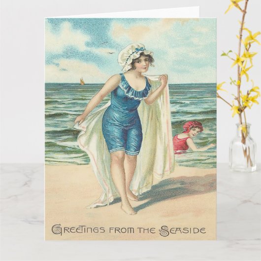 Greetings From The Seaside Greeting  カード (黄色い花)