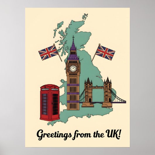 Greetings from the UK British Landmarks Travel ポスター (正面)