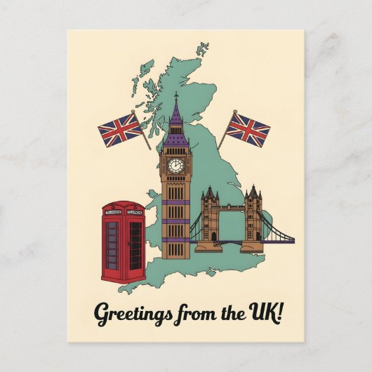 Greetings from the UK British Landmarks Travel ポストカード (正面)