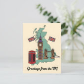 Greetings from the UK British Landmarks Travel ポストカード (スタンド正面)