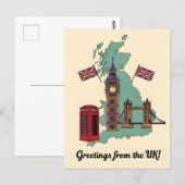 Greetings from the UK British Landmarks Travel ポストカード (正面/裏面)
