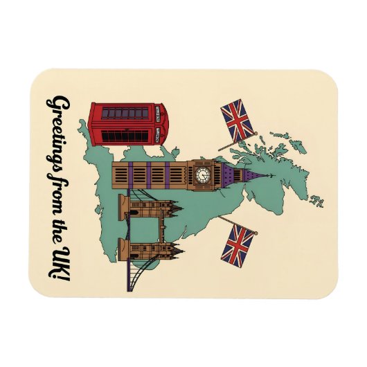 Greetings from the UK British Landmarks Travel マグネット (横)