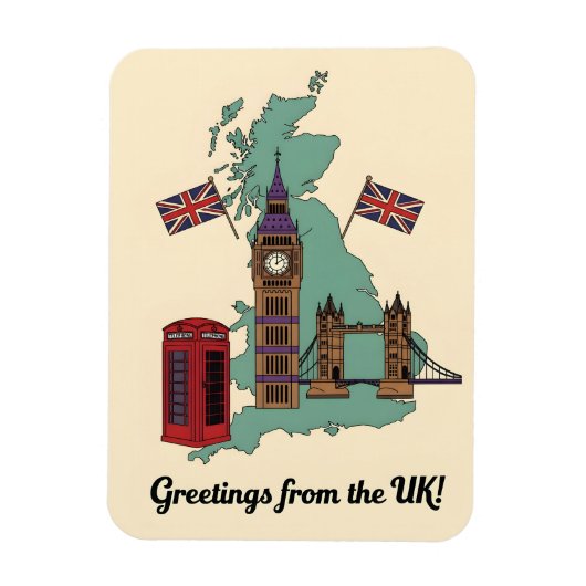 Greetings from the UK British Landmarks Travel マグネット (縦)