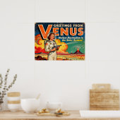 Greetings from Venus Retro Sci‑Fi Poster ポスター (キッチン)