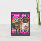 Greetings Huzz Funny Cat Meme Bootleg Graphic Men  カード (正面)