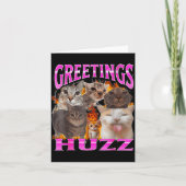 Greetings Huzz Funny Cat Meme Bootleg Graphic Men  カード (正面)