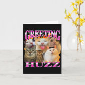 Greetings Huzz Funny Cat Meme Bootleg Graphic Men カード (黄色い花)
