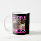 Greetings Huzz Funny Cat Meme Bootleg Graphic Men コーヒーマグカップ (左)