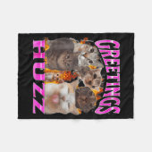 Greetings Huzz Funny Cat Meme Bootleg Graphic Men  フリースブランケット (正面(横))