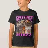 Greetings Huzz Funny Cat Meme Bootleg Graphic Men  Tシャツ (正面)