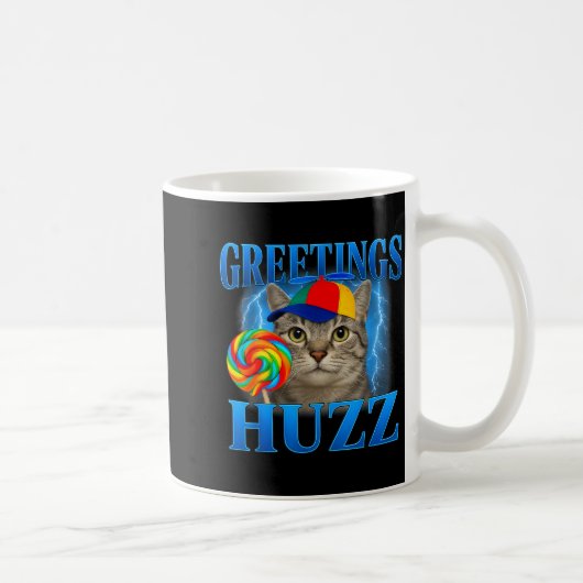 Greetings Huzz Funny Cat Meme Design For Men Women コーヒーマグカップ (右)