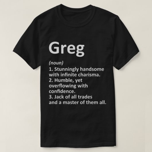 GREG定義名パーソナライズされた誕生日G Tシャツ (デザイン正面)
