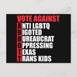 Greg Abbottテキサス州民主党のアクロスティック議員に対する投票 ポストカード