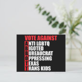 Greg Abbottテキサス州民主党のアクロスティック議員に対する投票 ポストカード (スタンド正面)