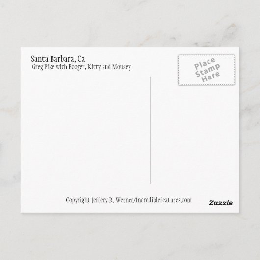 Greg PikeとBooger、子猫、Mousey ポストカード (裏面)