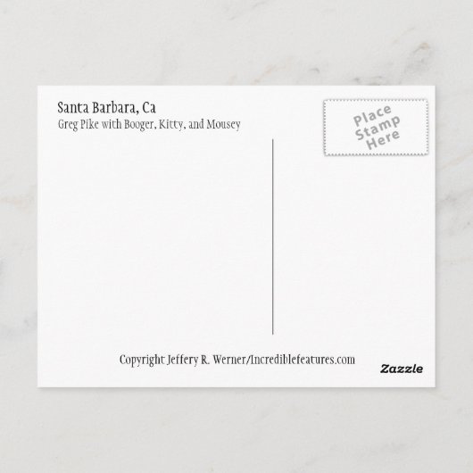 Greg PikeとBooger、子猫、Mousey ポストカード (裏面)