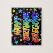 「GREGORY」名、おもしろい「ハッピーバースデー」 ジグソーパズル (縦)
