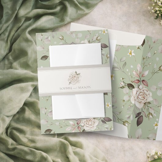 Greige Rose Wedding Invitation 招待状ベリーバンド