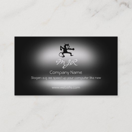 Gremlinの小鬼をにやにや笑うモノグラム金属効果 名刺 (正面)