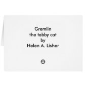 Gremlin the tabby cat card (裏面横)