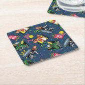 Gremlins™ 80's Retrowave Pattern スクエアペーパーコースター (アングル)