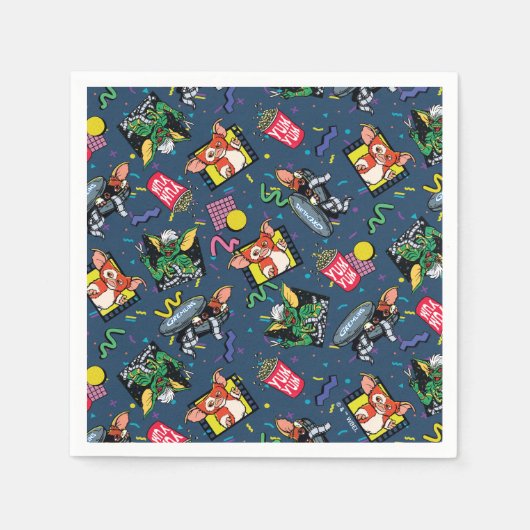 Gremlins™ 80's Retrowave Pattern スタンダードカクテルナプキン (正面)