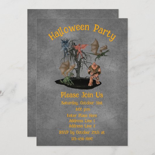 Gremlins Ogre Creatures Halloween 招待状 (正面/裏面)