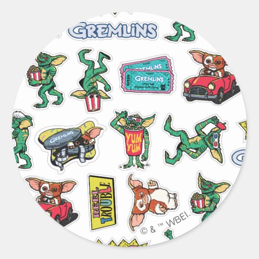 Gremlins™ Sticker Fun Pattern ラウンドシール (正面)