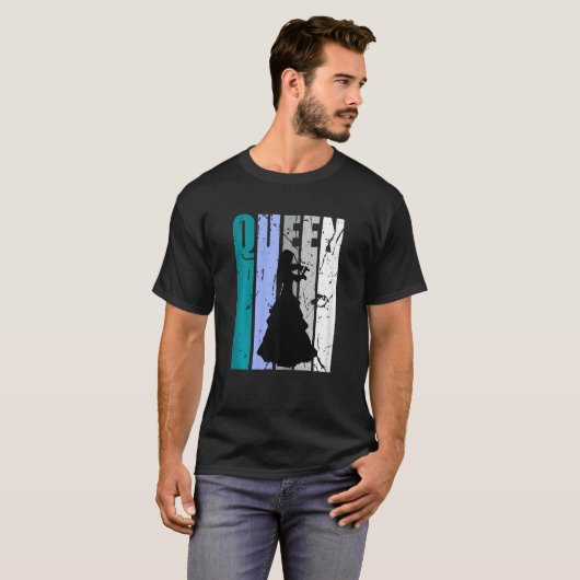 Gren Distressed Violin Queen Teal Grey Theme Violi Tシャツ (正面フル)