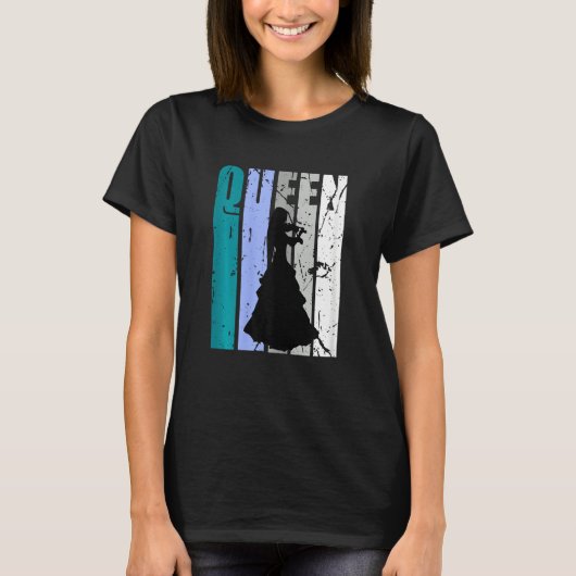 Gren Distressed Violin Queen Teal Grey Theme Violi Tシャツ (正面)