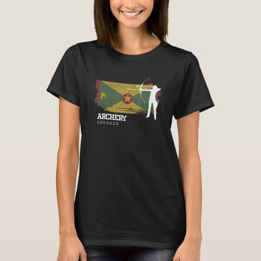 Grenada Archery Girl Grenadian Flag Bow Arrow Wome Tシャツ (正面)