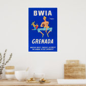 Grenada Art Caribbean Art Print Travel Poster Home ポスター (キッチン)